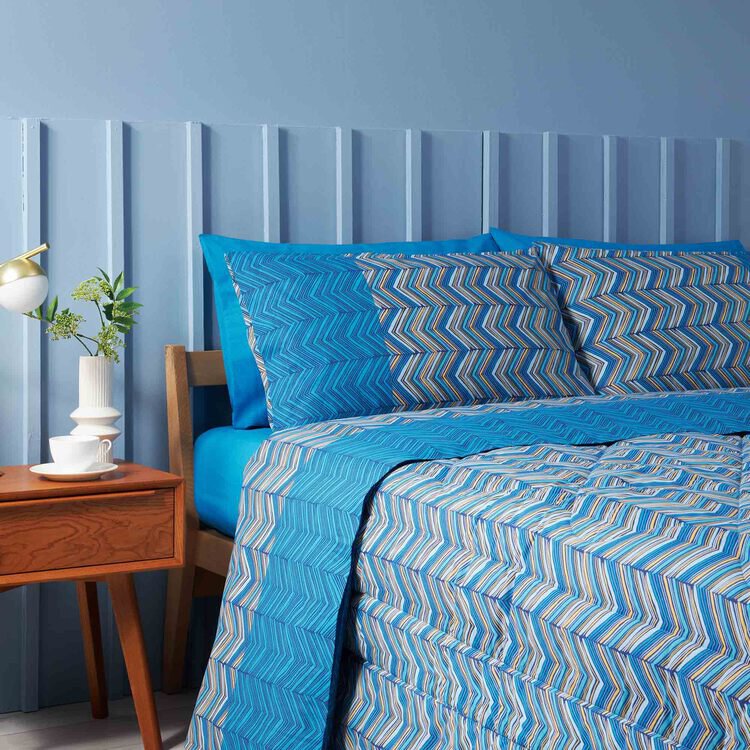 COMPLETO LETTO ZIG ZAG BLU, Bassetti