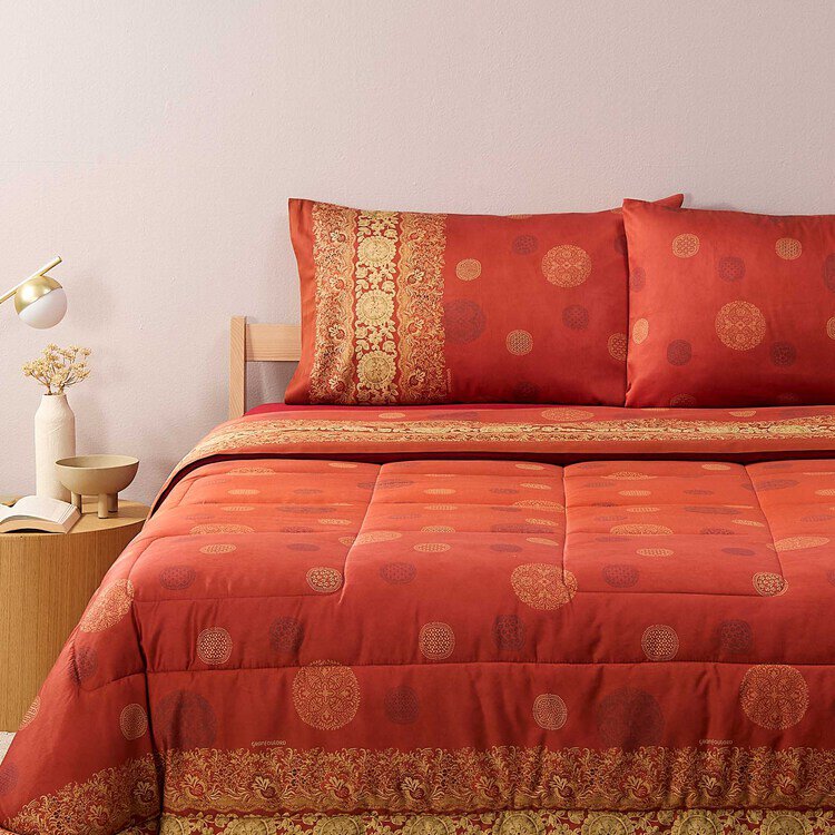 Image of COMPLETO LETTO RASO PALLAVICINO ROSSO